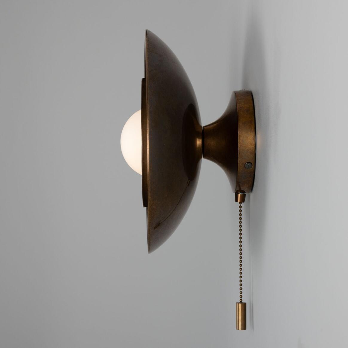 Mullan - Marrakesh Art Deco Wall Light with Pull Chain 25cm IP20 - Antique Brass Finish