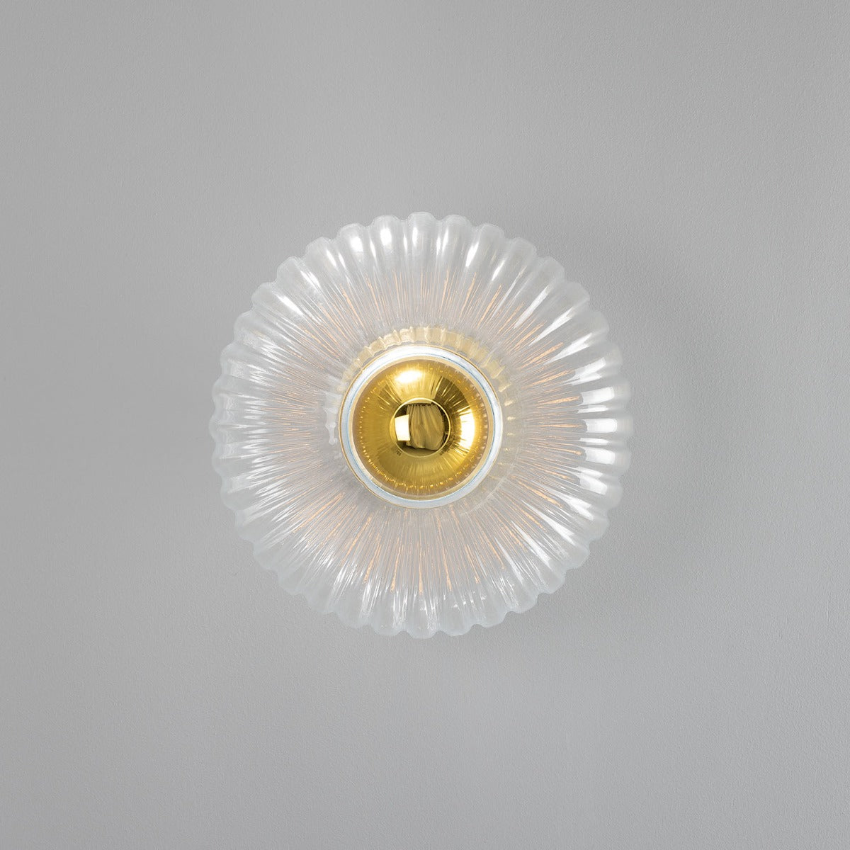 Mullan - Neith Oval Reeded Glass and Brass Wall Light 30cm IP20 - Satin Brass Finish