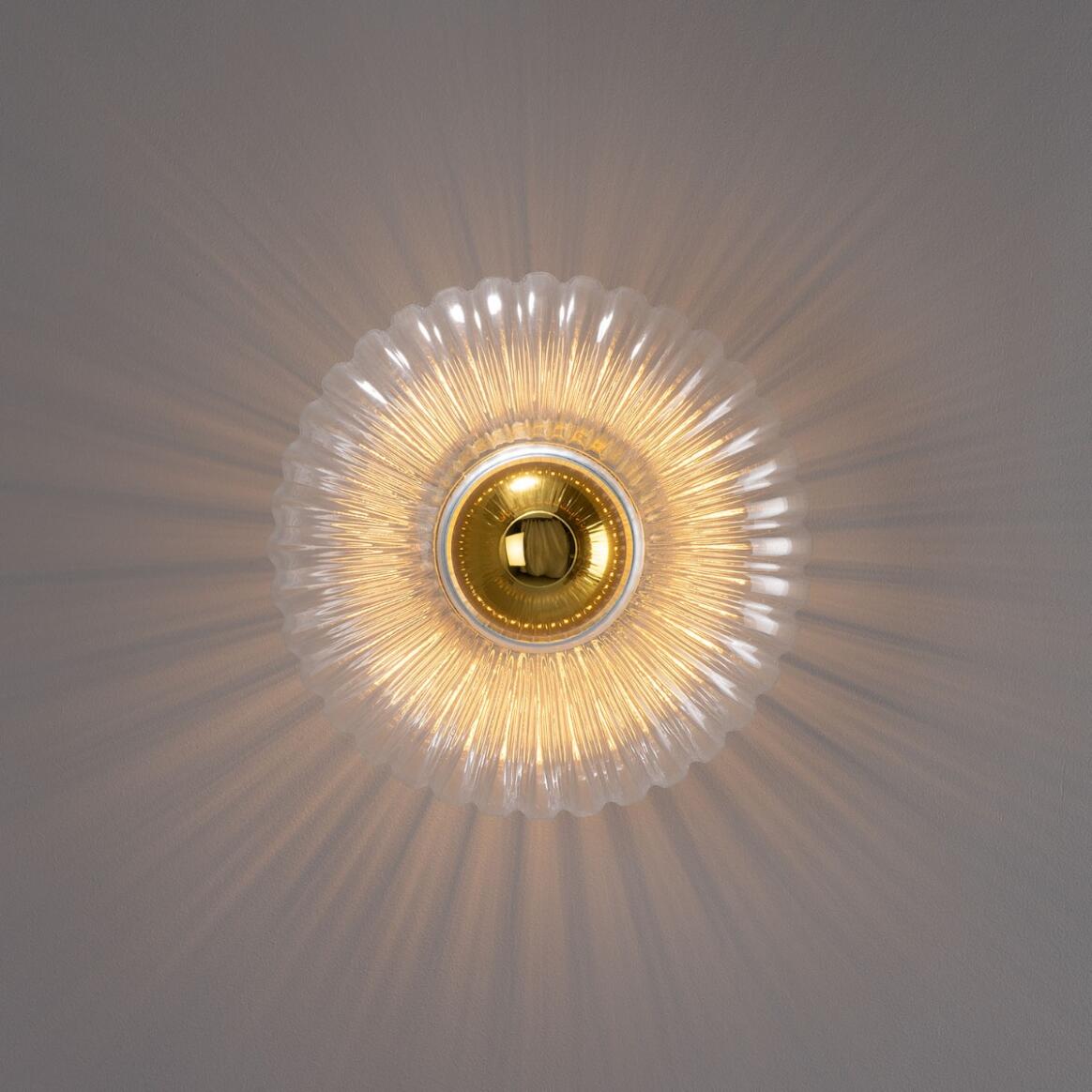 Mullan - Neith Oval Reeded Glass and Brass Wall Light 30cm IP20 - Satin Brass Finish