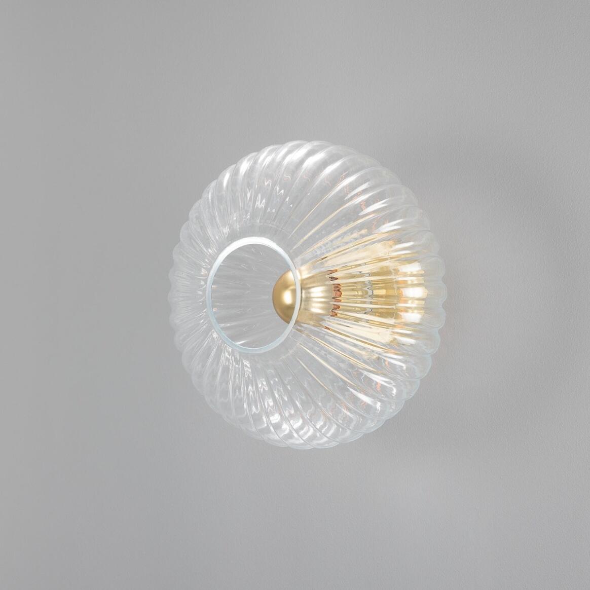 Mullan - Neith Oval Reeded Glass and Brass Wall Light 30cm IP20 - Satin Brass Finish