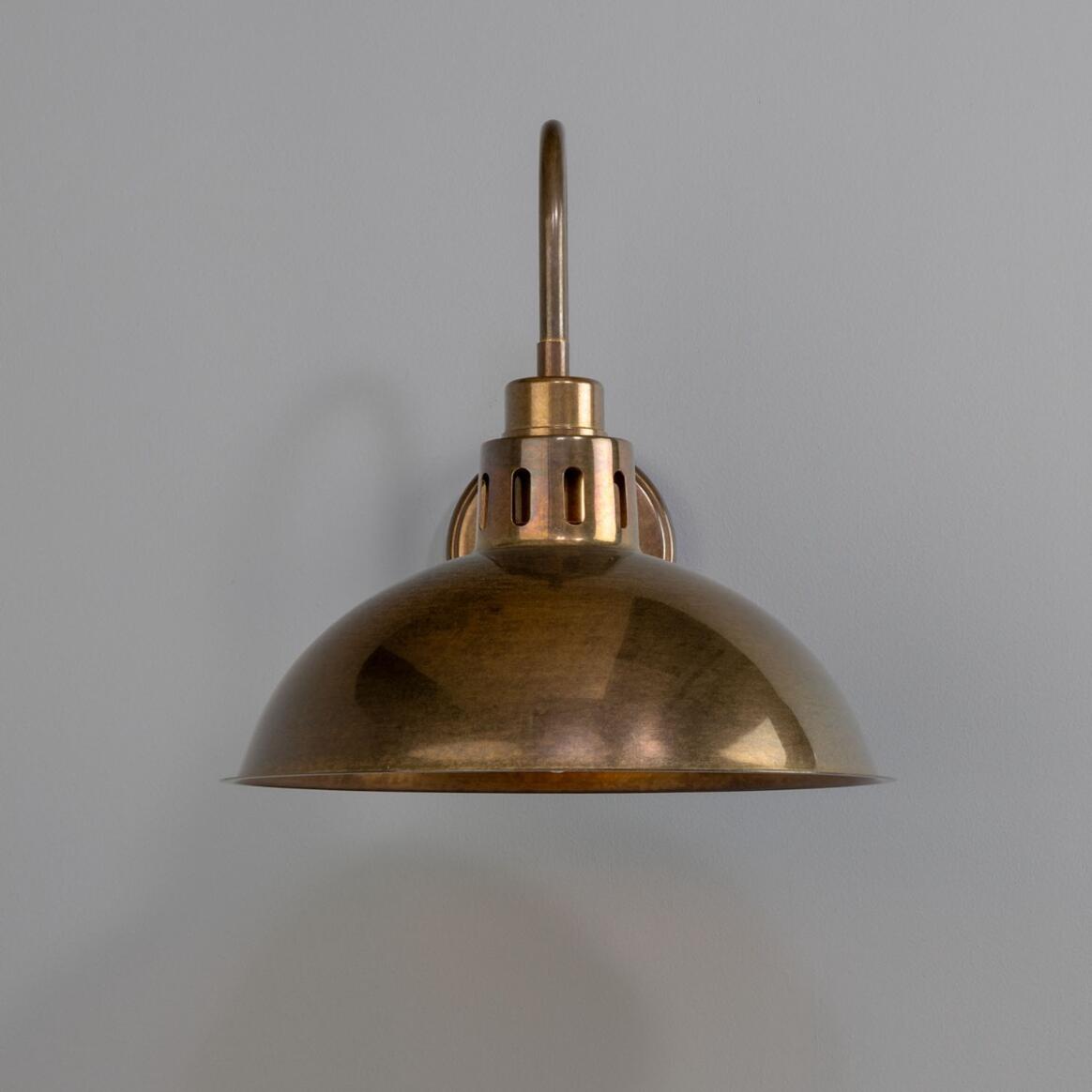 Mullan - Paris Industrial Brass Swan Neck Wall Light 30cm IP20 - Antique Brass Finish
