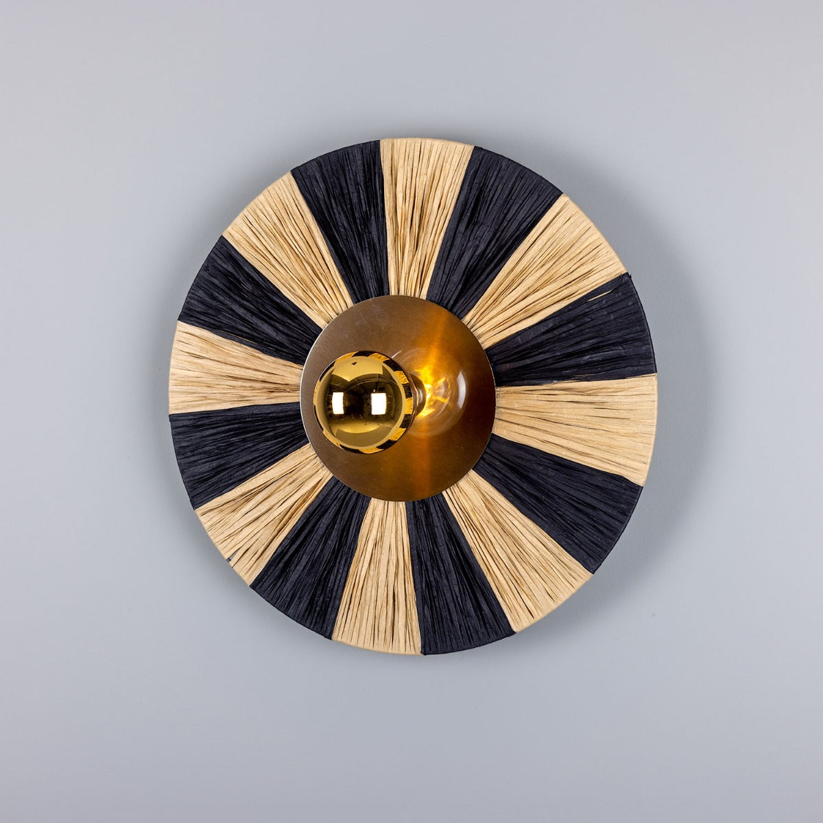 Mullan - Vernon Raffia Striped Wall Light 54cm IP20 - Antique Brass Finish