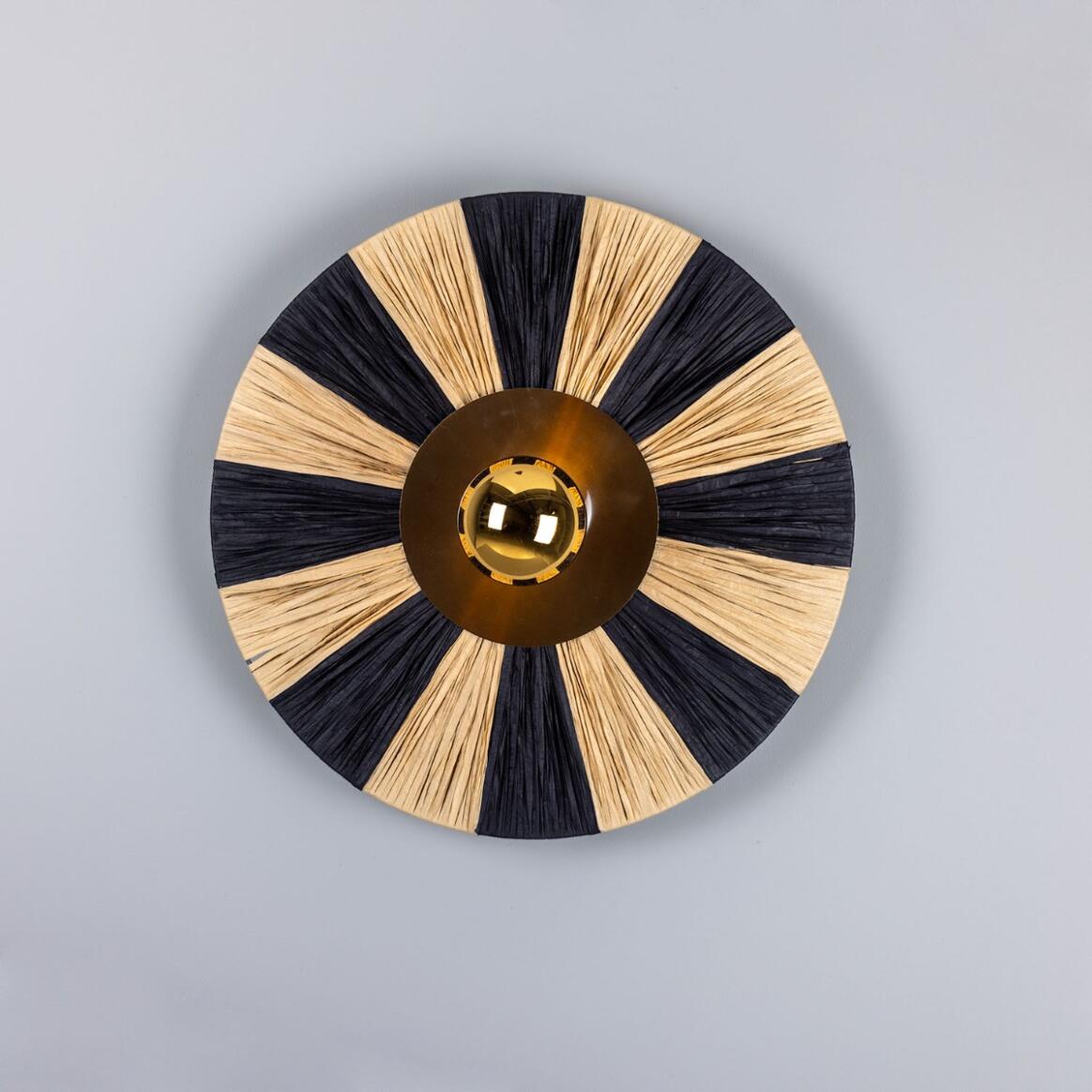 Mullan - Vernon Raffia Striped Wall Light 54cm IP20 - Antique Brass Finish