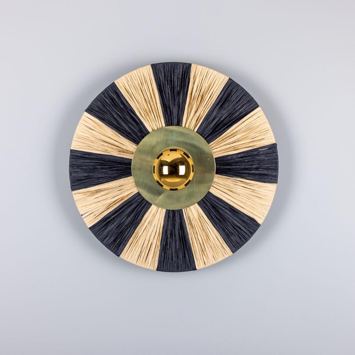 Mullan - Vernon Raffia Striped Wall Light 54cm IP20 - Polished Brass Finish