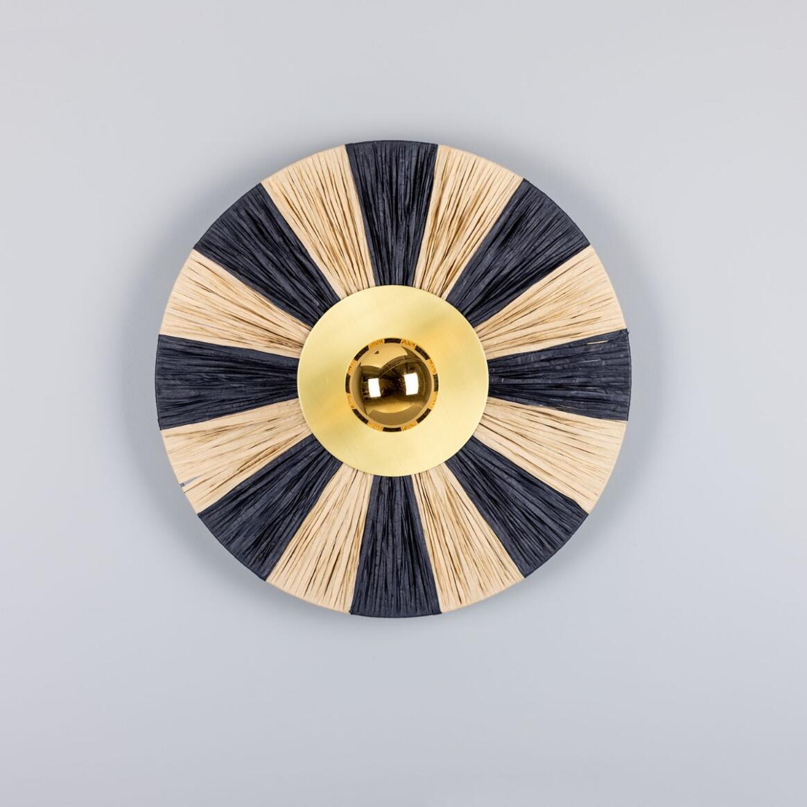 Mullan - Vernon Raffia Striped Wall Light 54cm IP20 - Satin Brass Finish