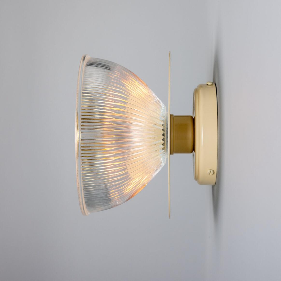 Mullan - Eclipse Coloured Brass and Prismatic Glass Dish Wall Light 20cm IP20 - Vanilla Cream Finish