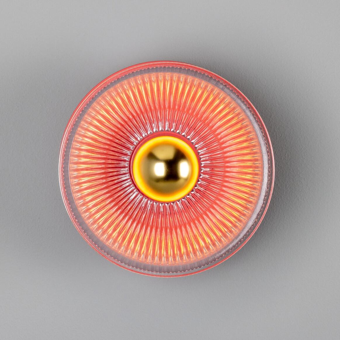 Mullan - Eclipse Coloured Brass and Prismatic Glass Dish Wall Light 20cm IP20 - Antique Pink Finish