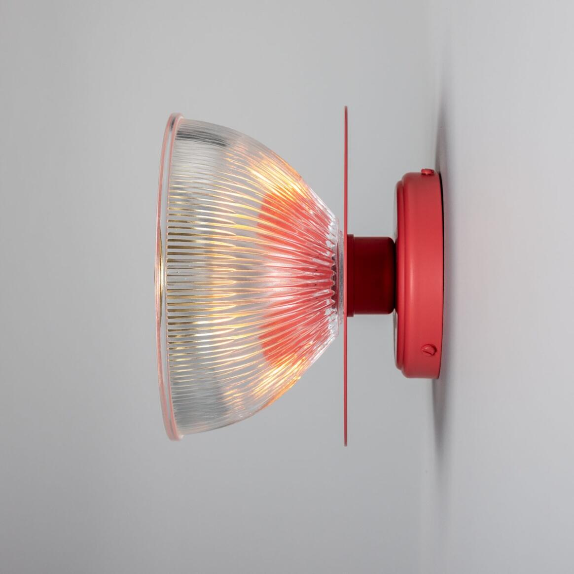 Mullan - Eclipse Coloured Brass and Prismatic Glass Dish Wall Light 20cm IP20 - Antique Pink Finish