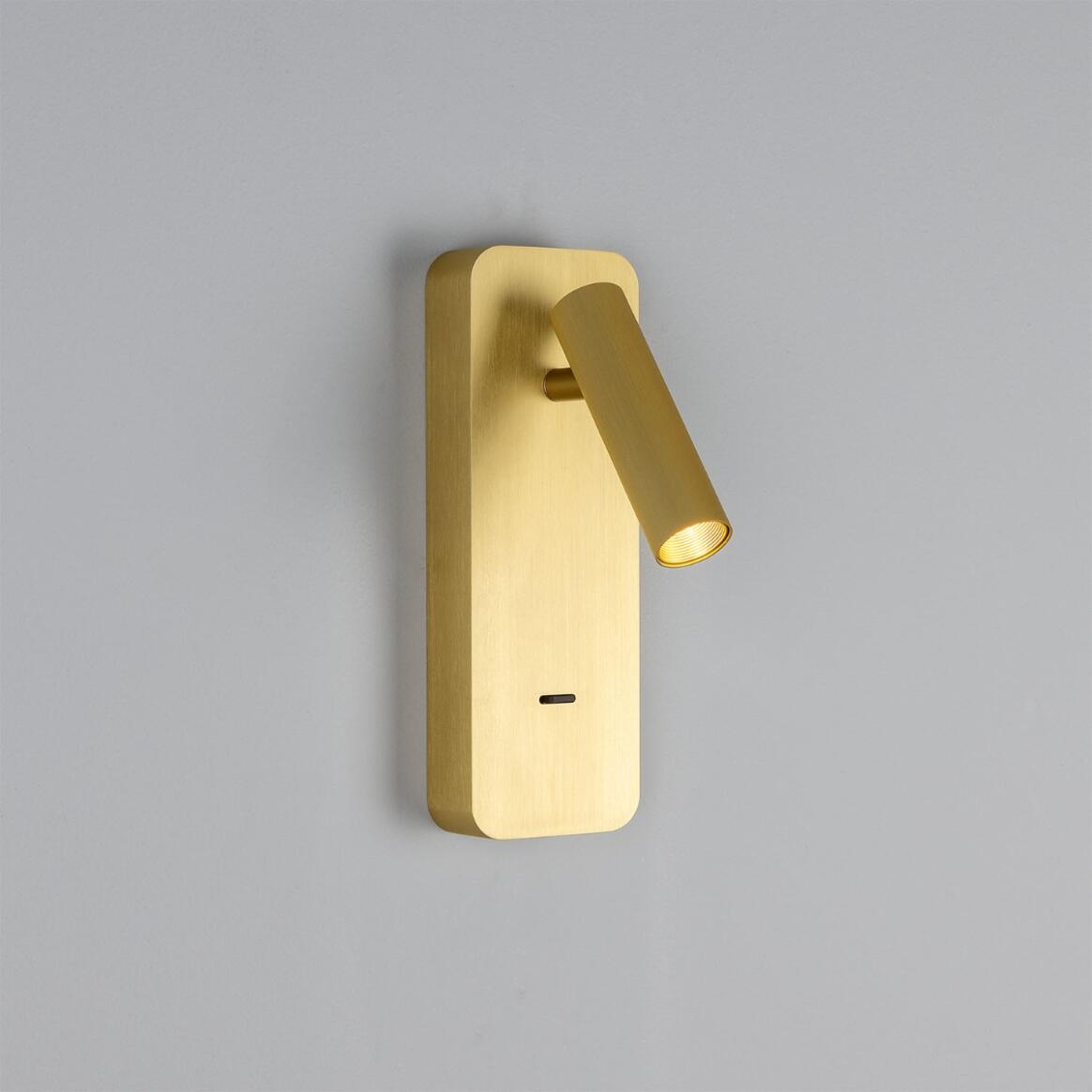 Mullan - Burnaby LED Wall Adjustable Reading Light with USB-A Port 22.5cm IP20 - Brushed Gold Finish