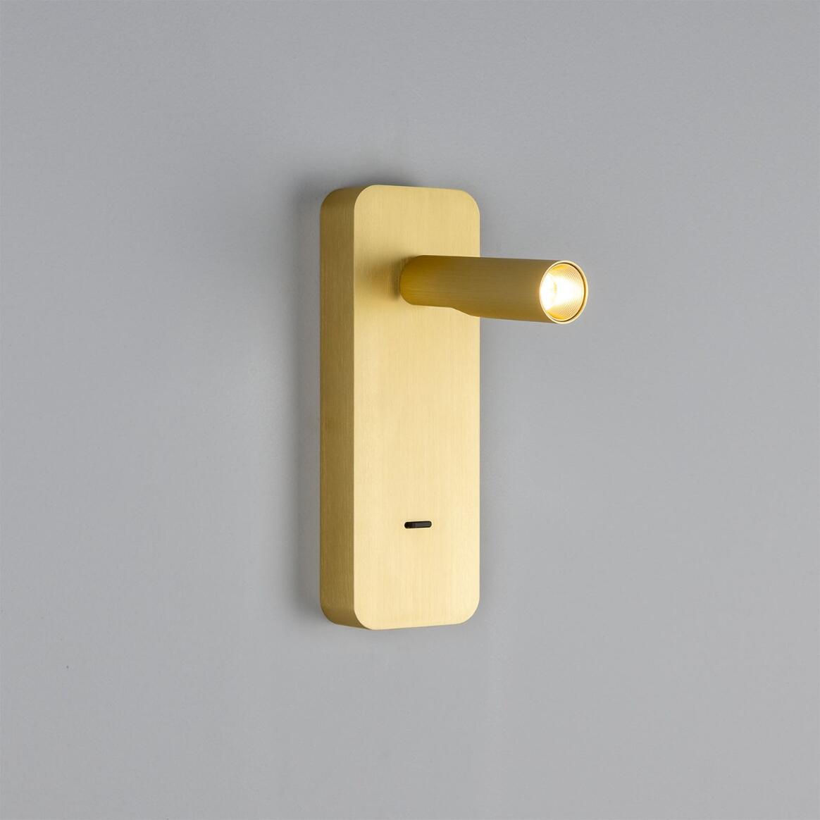 Mullan - Burnaby LED Wall Adjustable Reading Light with USB-A Port 22.5cm IP20 - Brushed Gold Finish