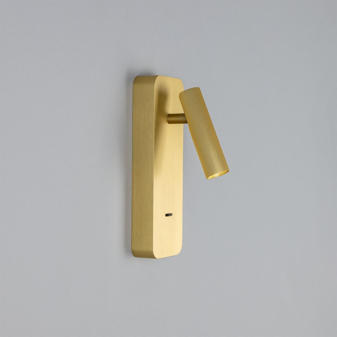 Mullan - Burnaby LED Wall Adjustable Reading Light with USB-A Port 22.5cm IP20 - Brushed Gold Finish