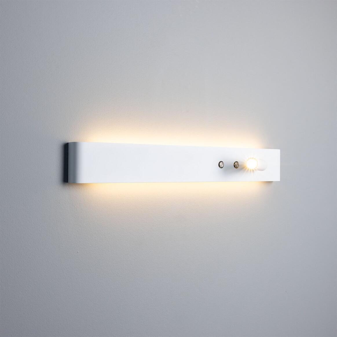 Mullan - Richmond Backlit Wall Lamp with Adjustable Spotlight 61cm IP20 - Powder Coated White Finish