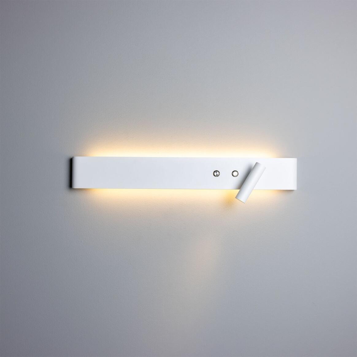 Mullan - Richmond Backlit Wall Lamp with Adjustable Spotlight 61cm IP20 - Powder Coated White Finish