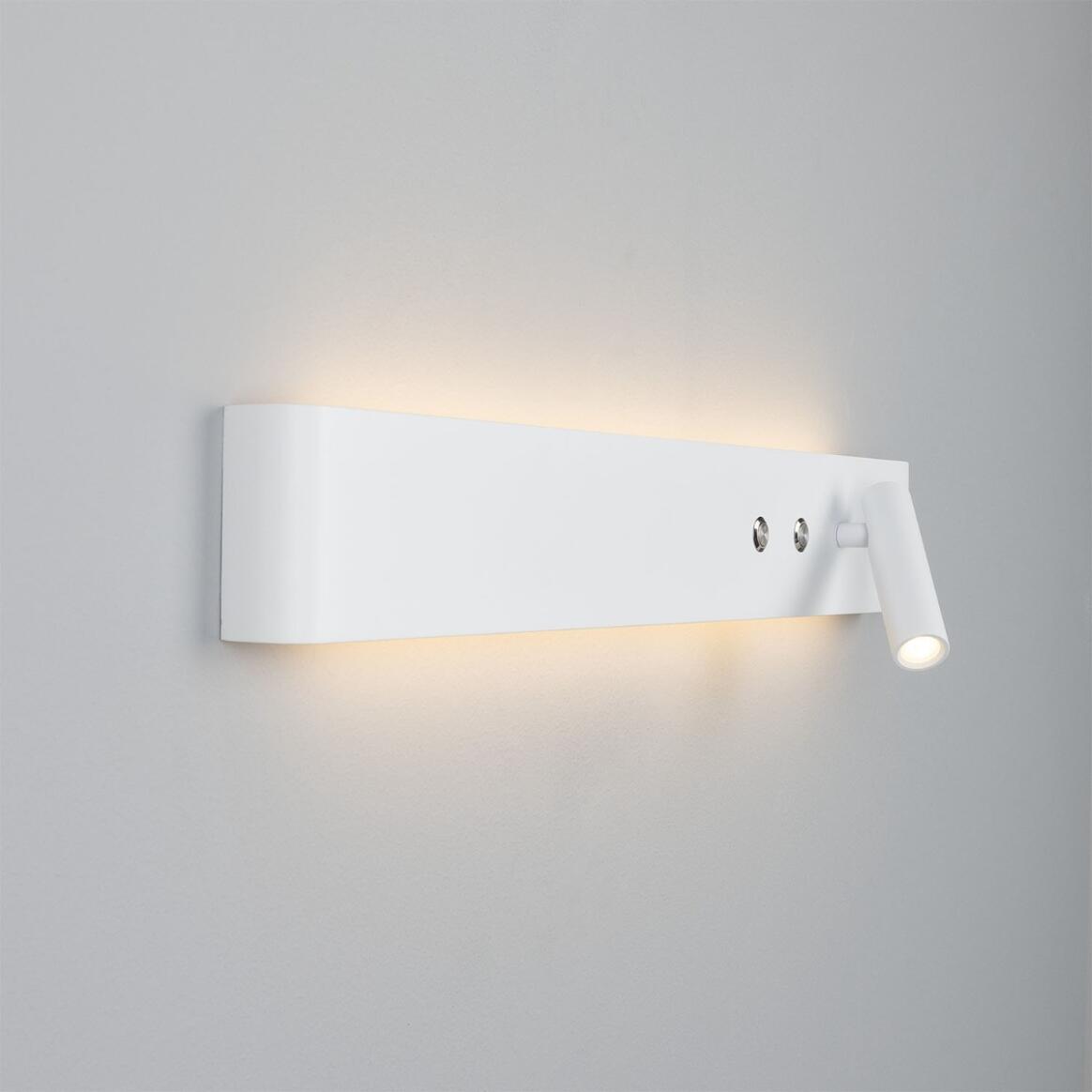 Mullan - Richmond Backlit Wall Lamp with Adjustable Spotlight 61cm IP20 - Powder Coated White Finish