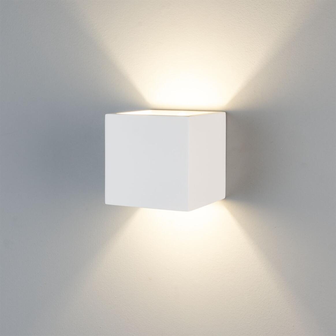Mullan - Lisbon Up Down Cube Plaster Wall Light 11.5cm IP20 - White Finish