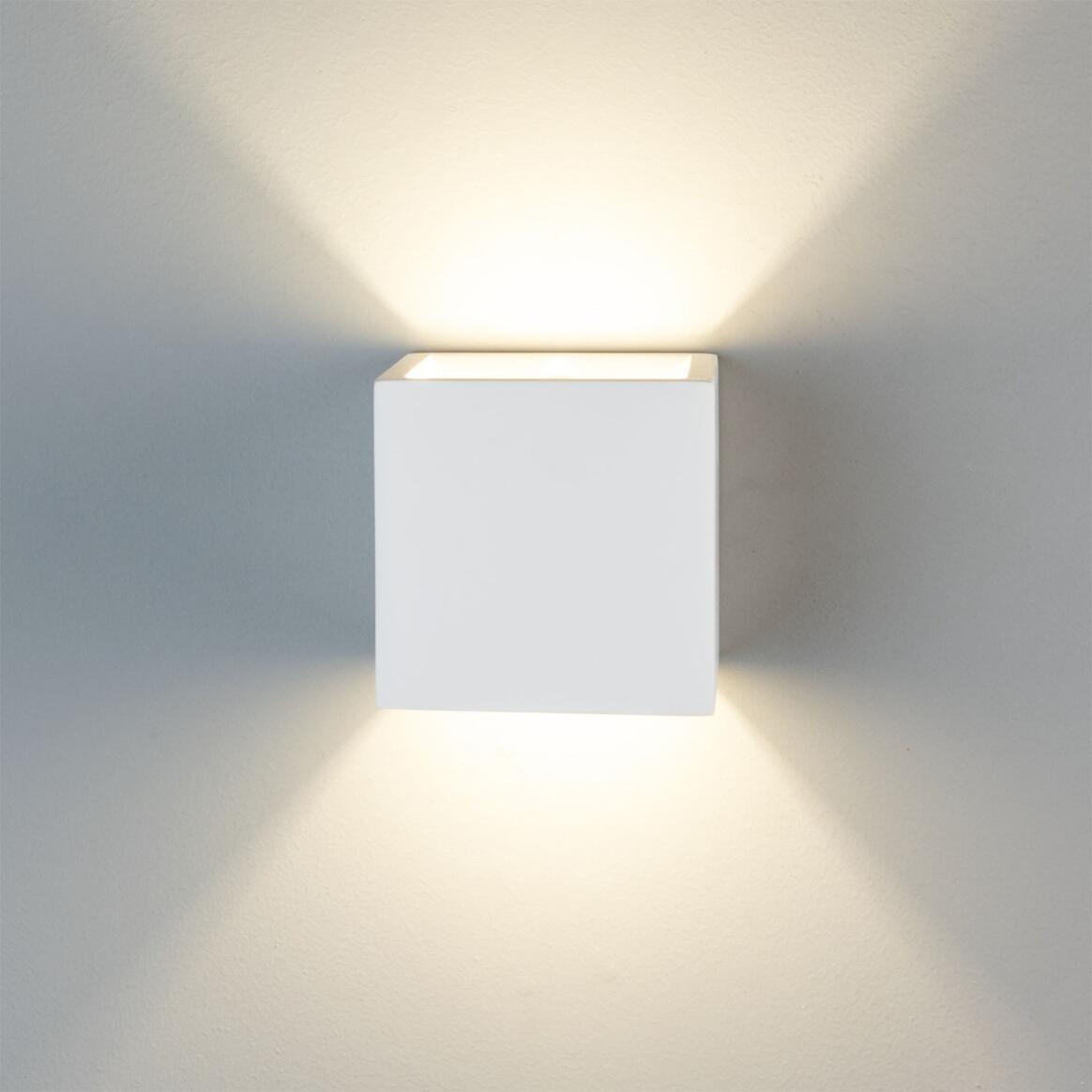 Mullan - Lisbon Up Down Cube Plaster Wall Light 11.5cm IP20 - White Finish