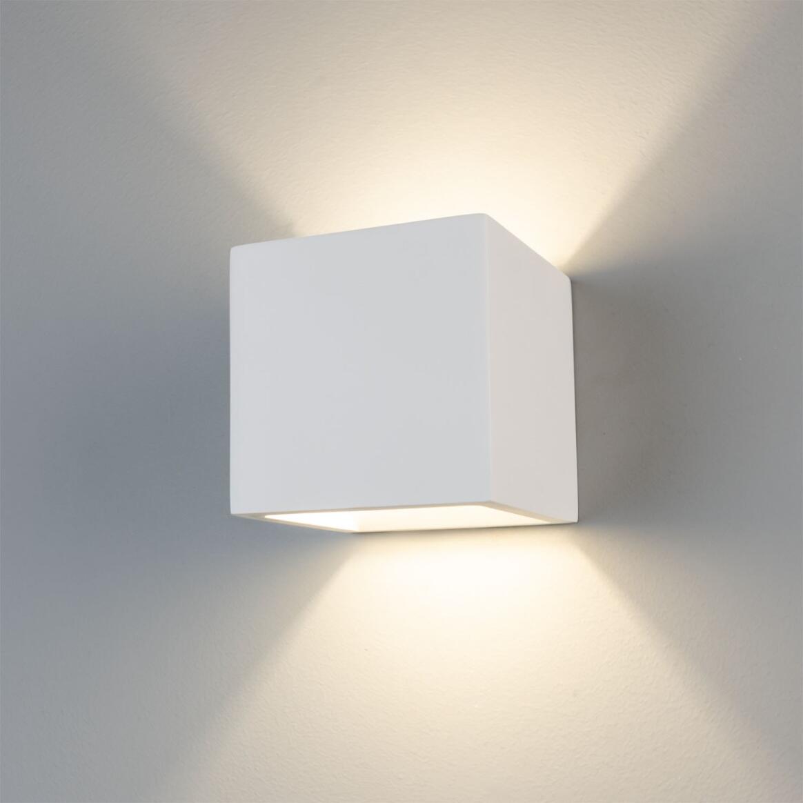 Mullan - Lisbon Up Down Cube Plaster Wall Light 11.5cm IP20 - White Finish