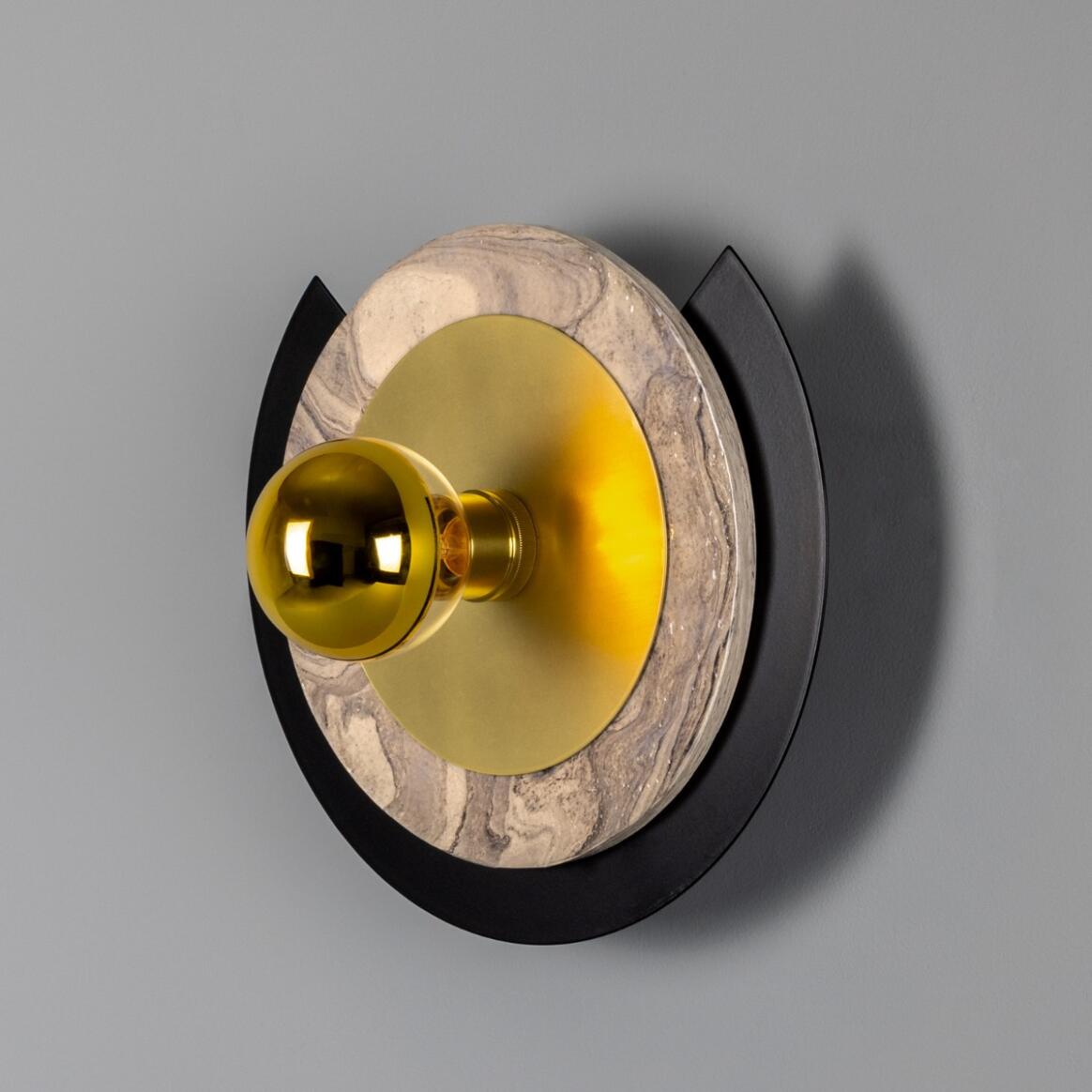 Mullan - Venus Contemporary Disc Wall Light 35cm IP20 - Polished Brass Finish