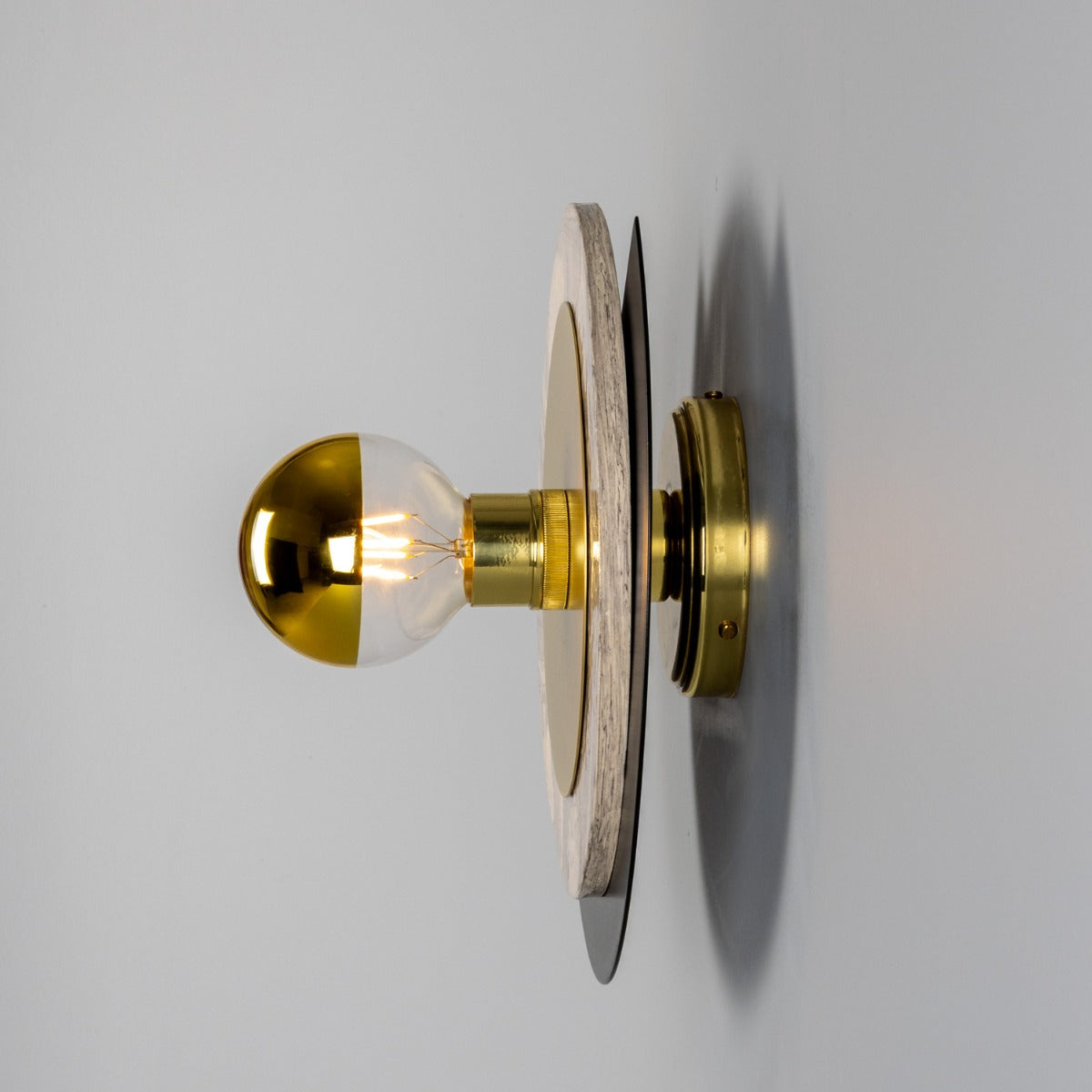 Mullan - Venus Contemporary Disc Wall Light 35cm IP20 - Polished Brass Finish