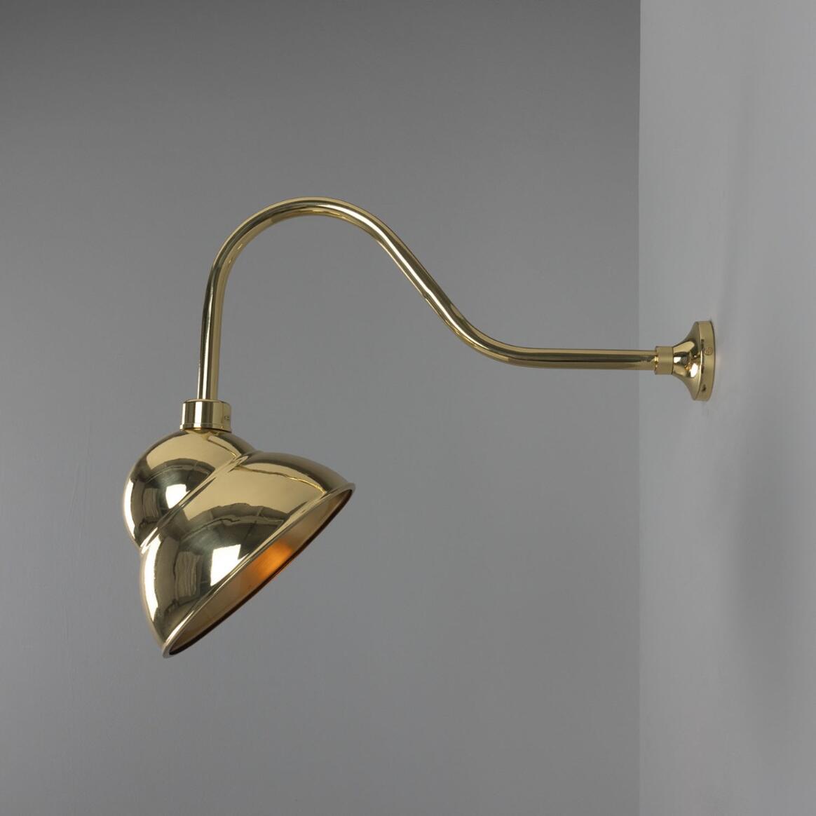 Mullan - Novo Vintage Swan Neck Sign Light 24cm IP23 - Polished Brass Finish - Indoor Only