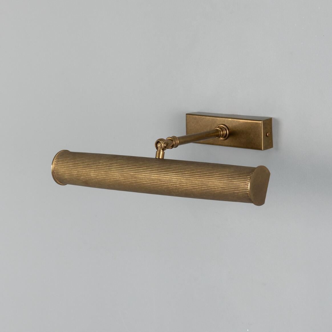 Mullan - Cambridge Adjustable Reeded Brass Picture Light 35.5cm IP20 - Antique Brass Finish