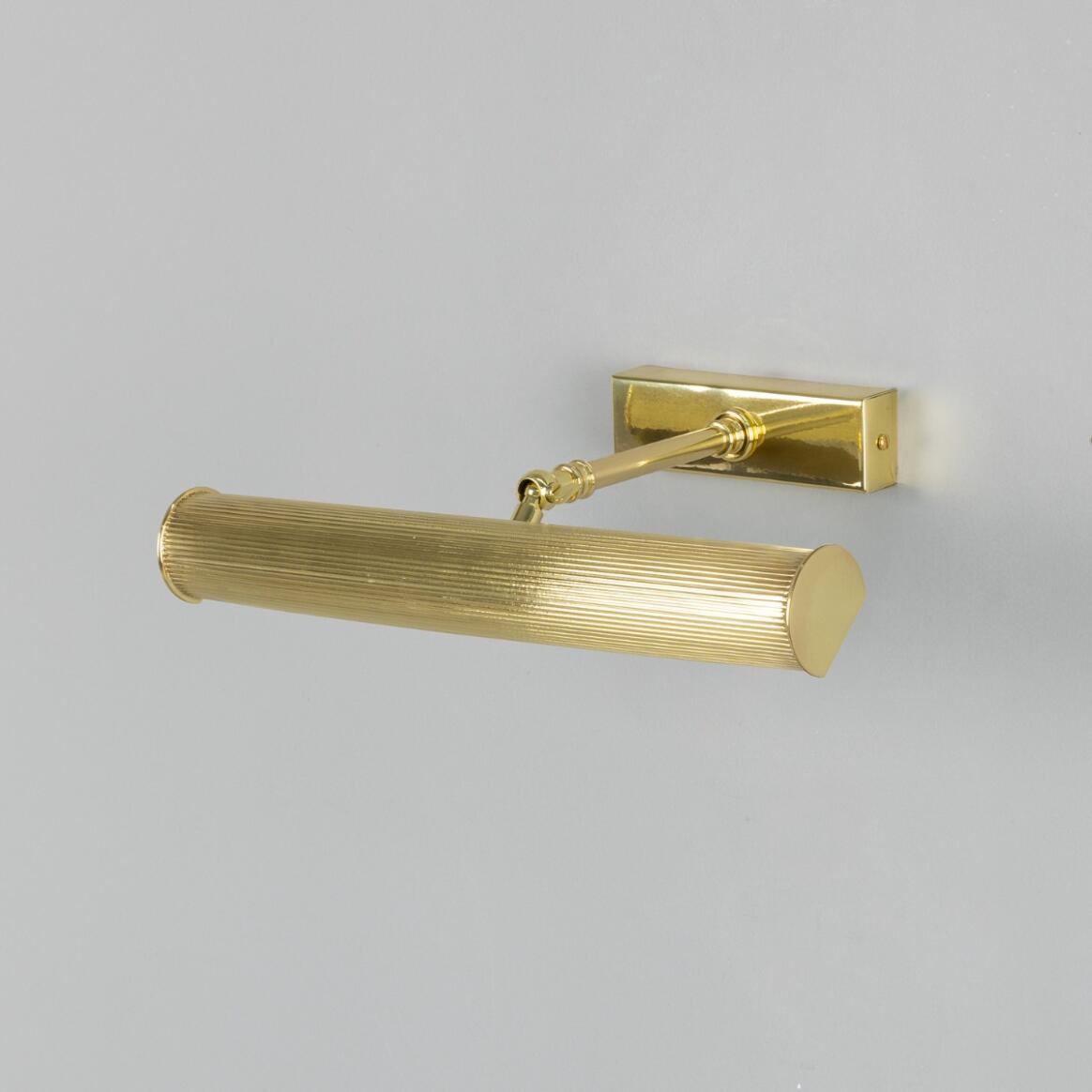 Mullan - Cambridge Adjustable Reeded Brass Picture Light 35.5cm IP20 - Polished Brass Finish