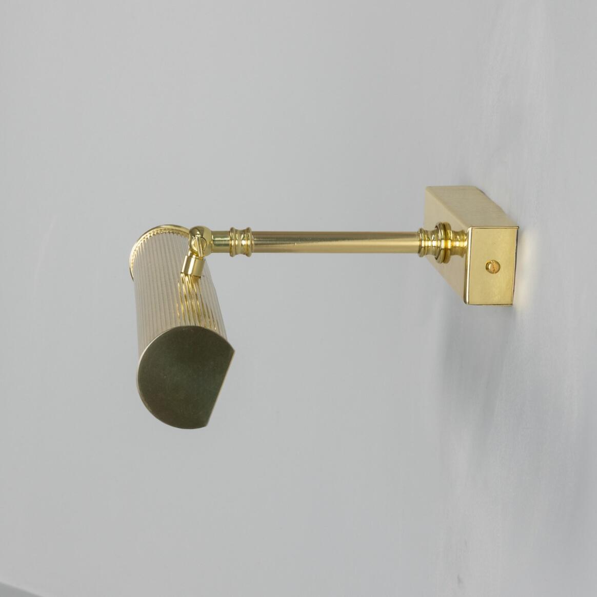 Mullan - Cambridge Adjustable Reeded Brass Picture Light 35.5cm IP20 - Polished Brass Finish
