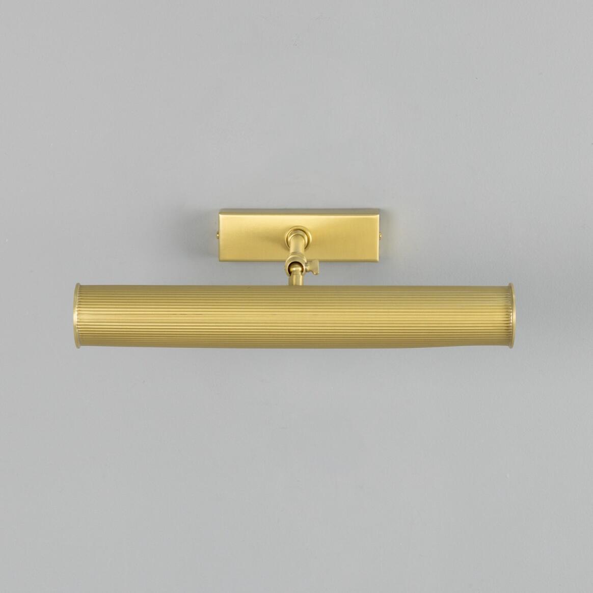 Mullan - Cambridge Adjustable Reeded Brass Picture Light 35.5cm IP20 - Satin Brass Finish