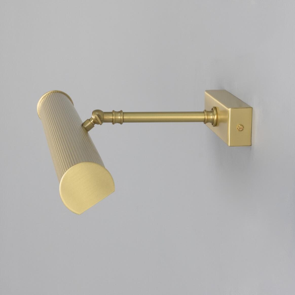 Mullan - Cambridge Adjustable Reeded Brass Picture Light 50.5cm IP20 - Satin Brass Finish