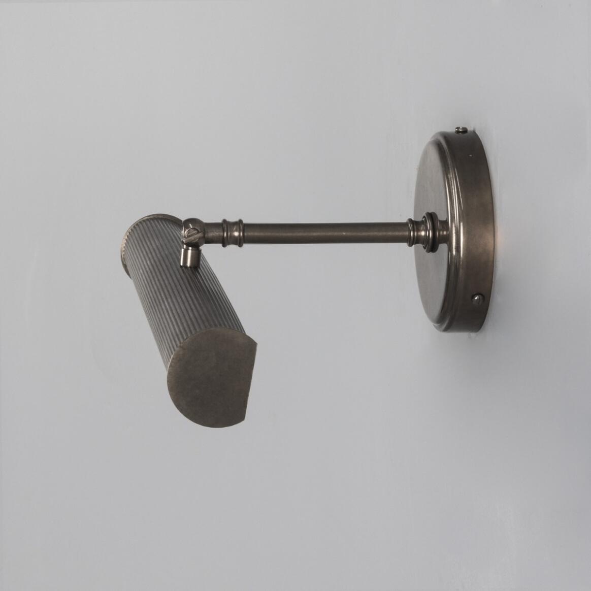 Mullan - Bilbury Adjustable Reeded Brass Picture Light 35.5cm IP20 - Antique Silver Finish