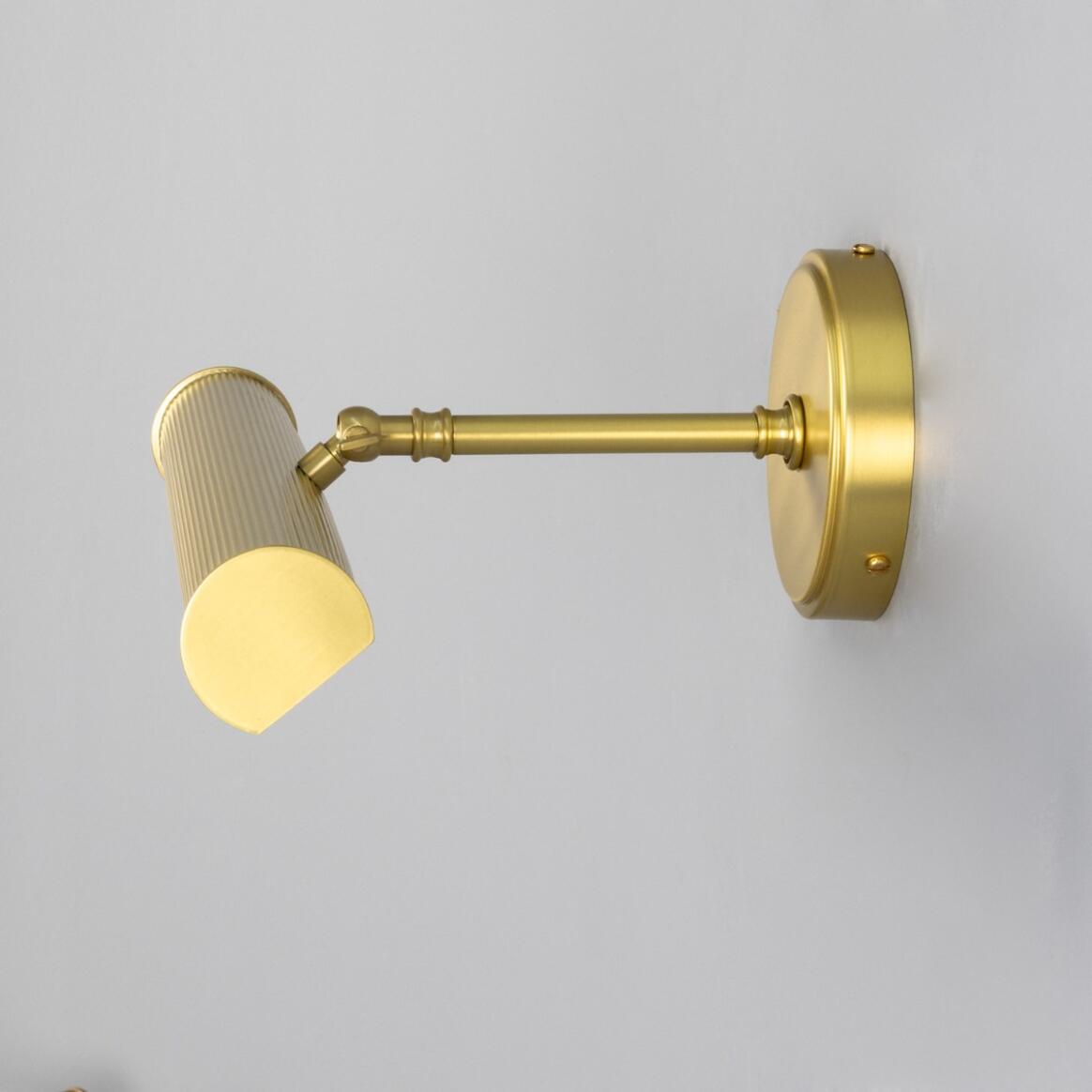 Mullan - Bilbury Adjustable Reeded Brass Picture Light 35.5cm IP20 - Satin Brass Finish