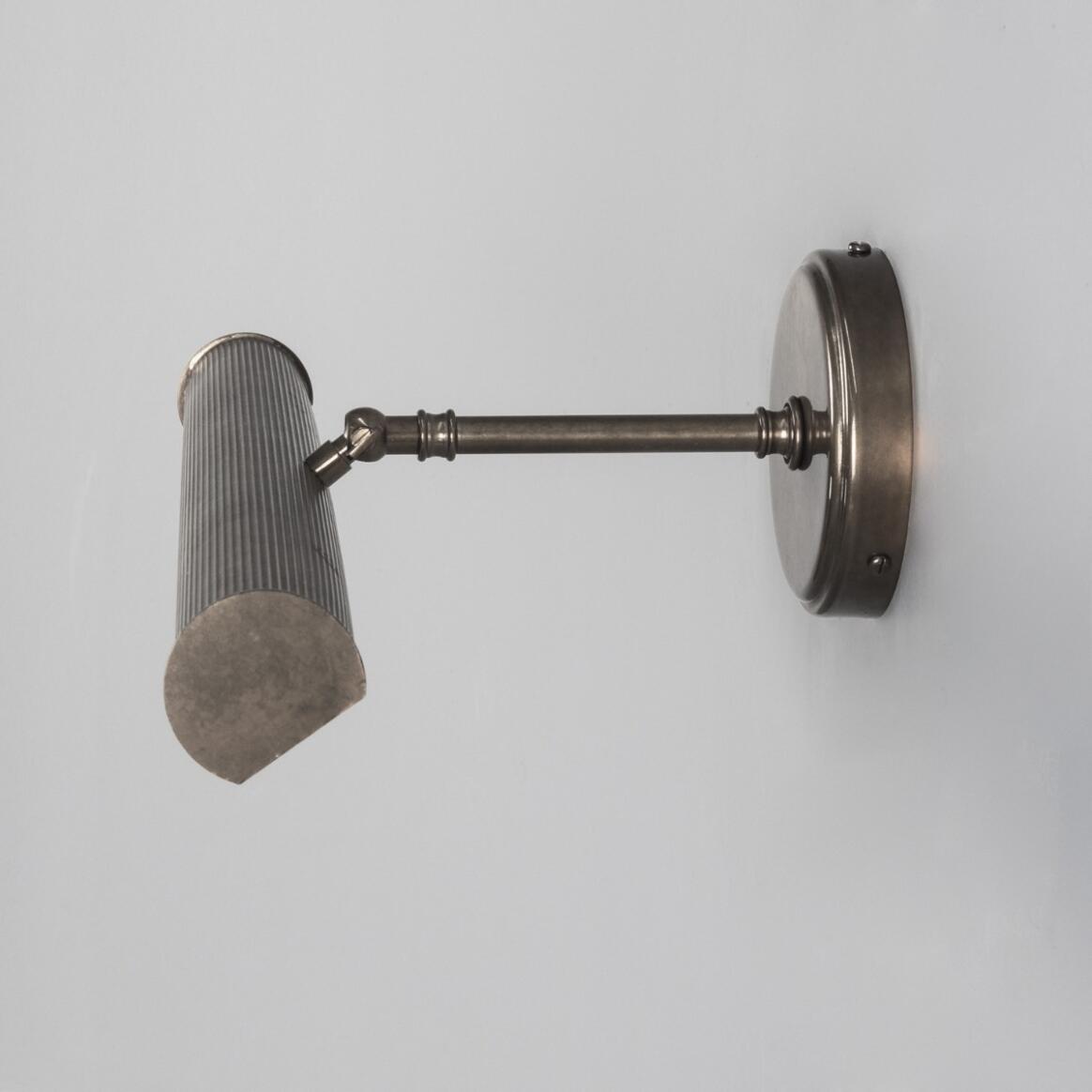Mullan - Bilbury Adjustable Reeded Brass Picture Light 50.5cm IP20 - Antique Silver Finish