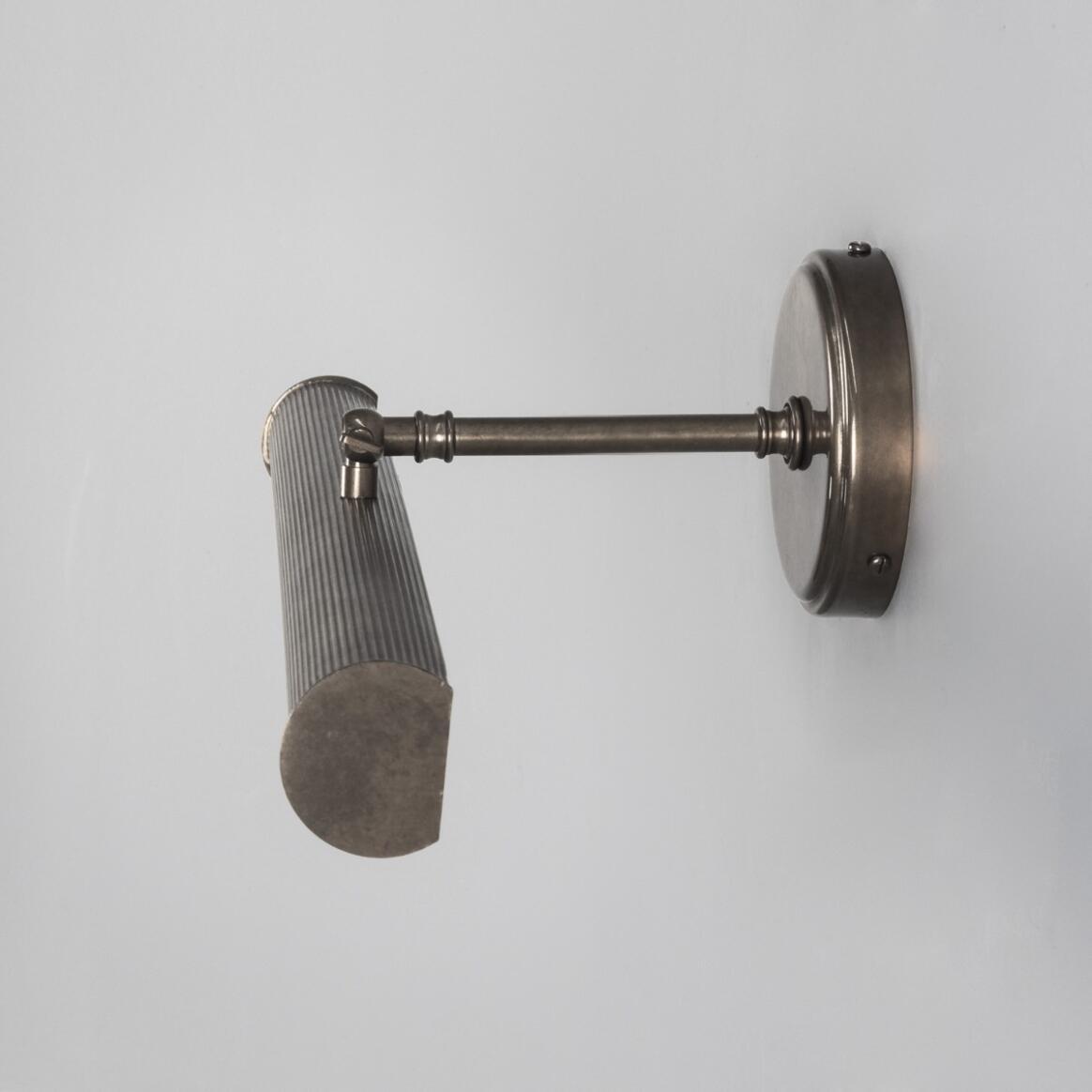 Mullan - Bilbury Adjustable Reeded Brass Picture Light 50.5cm IP20 - Antique Silver Finish