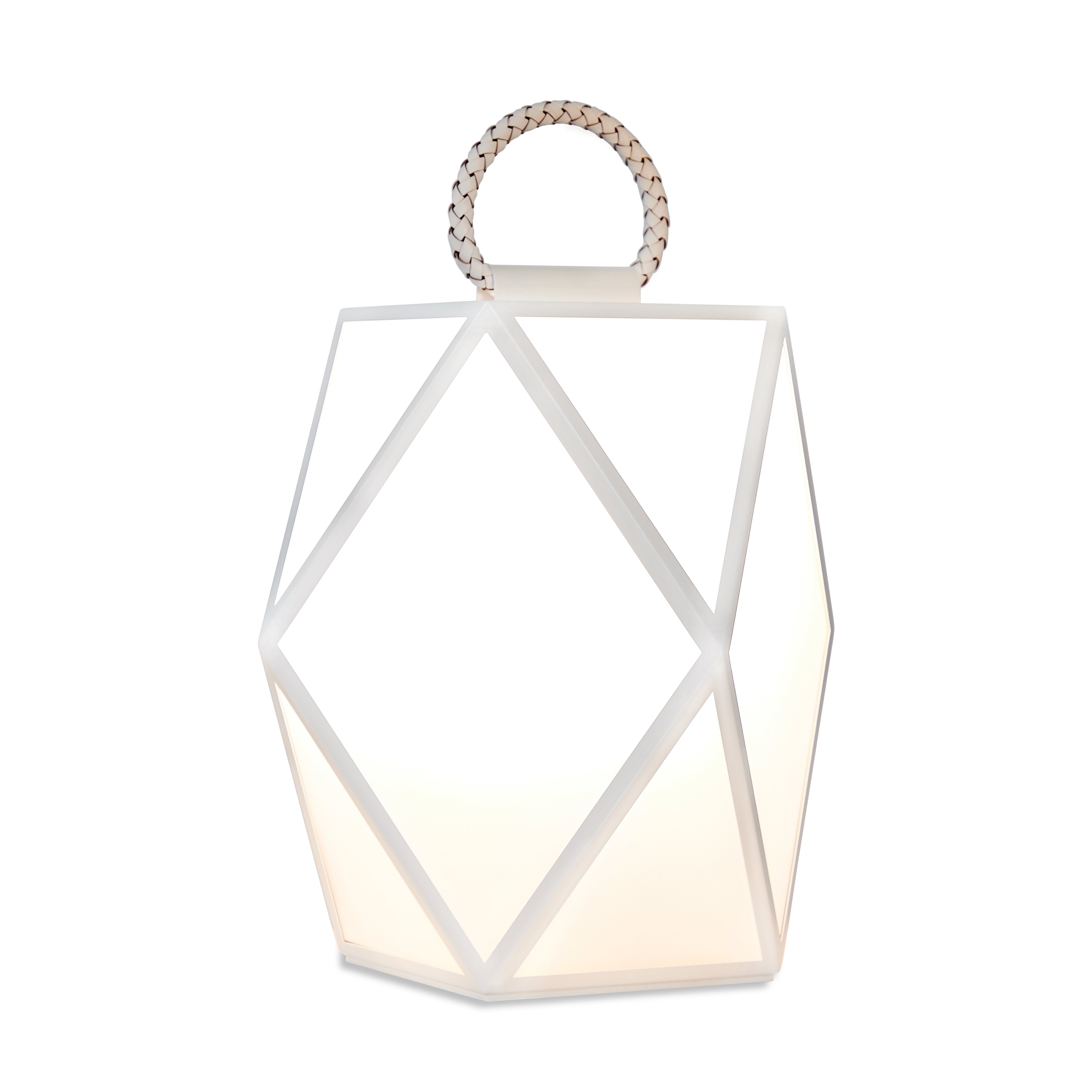 Contardi Lighting Muse Floor Lamp - Large - Matt White Lacquered White braided leather handle - Satin acrylic