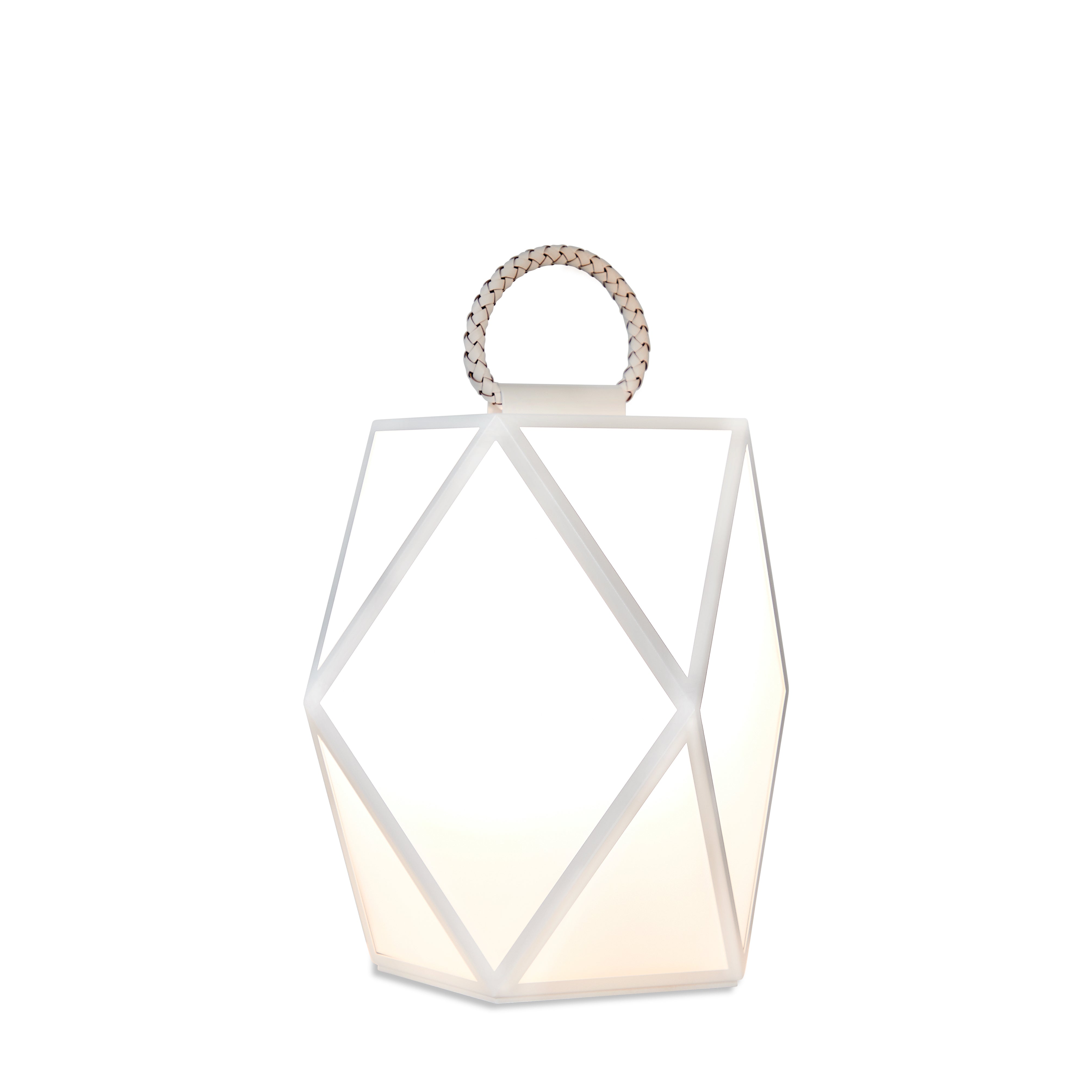 Contardi Lighting Muse Floor Lamp - Medium - Matt White Lacquered White braided leather handle - Satin acrylic