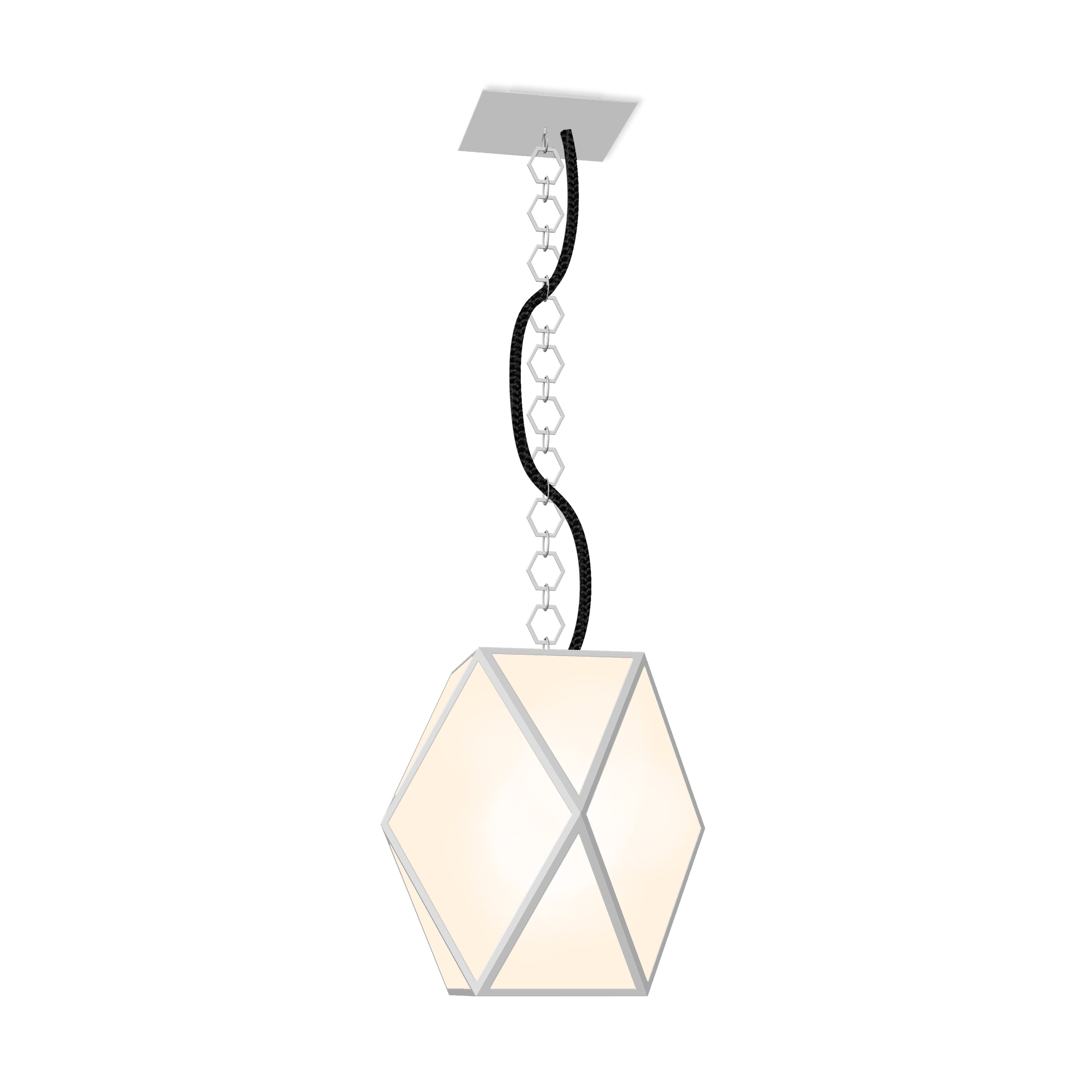 Contardi Lighting Muse Suspension Floor Lamp - Medium - Matt White Lacquered White braided leather handle - Satin acrylic