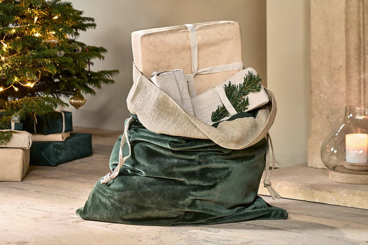 Nkuku Karru Cotton Velvet Sack - Forest Green