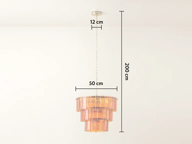 Houseof Amber Glass 3 Tiered Chandelier