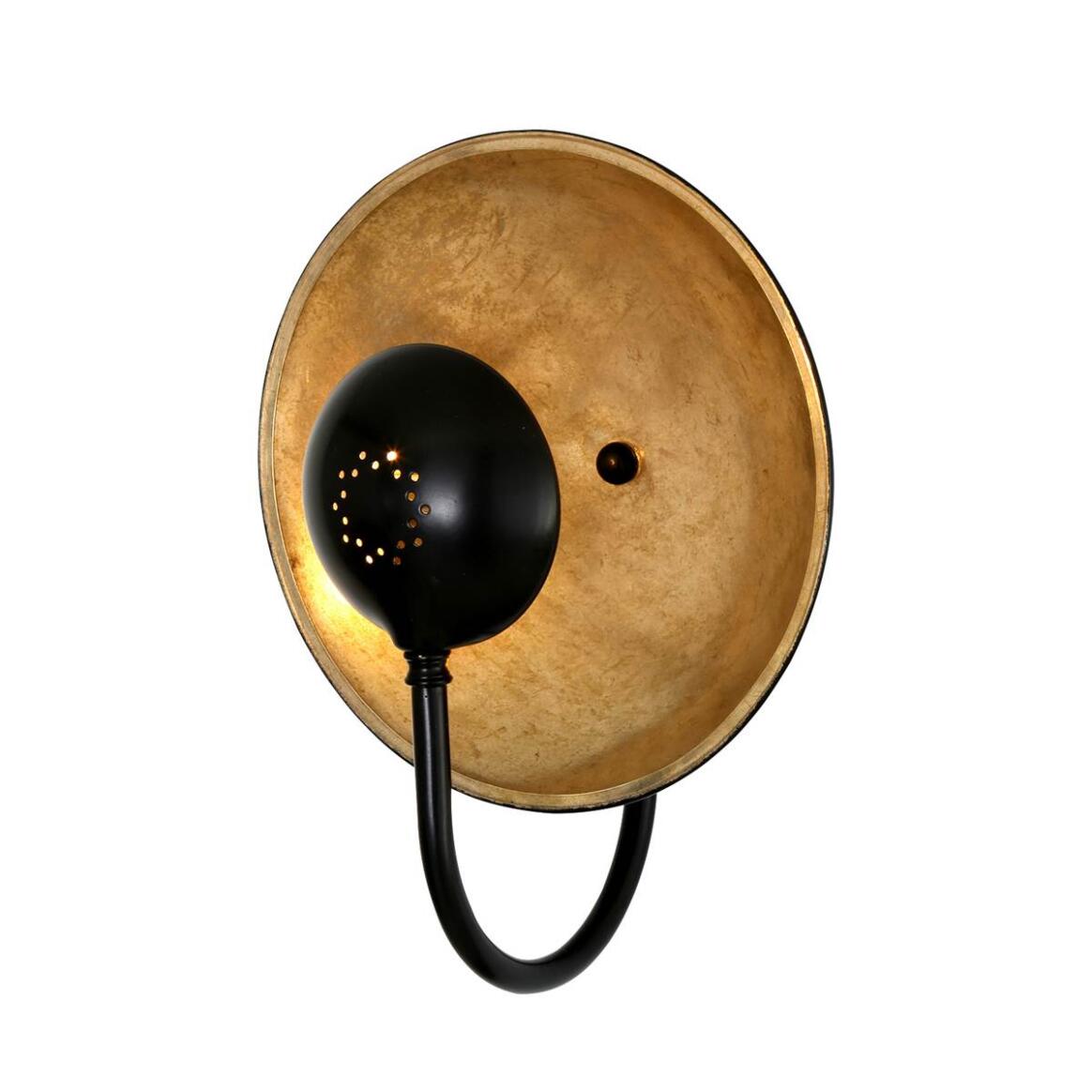 Mullan - Orebro Wall Light 30cm IP20 - Matte Black Outer - Antique Brass Inner Finish