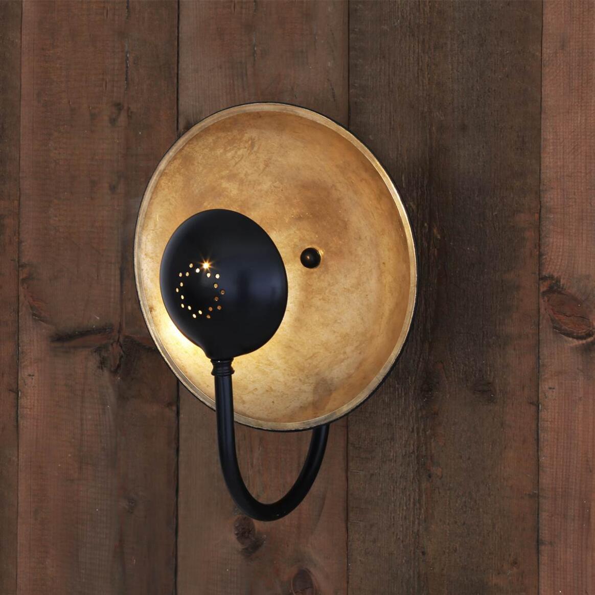 Mullan - Orebro Wall Light 30cm IP20 - Matte Black Outer - Antique Brass Inner Finish