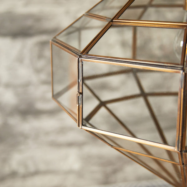 Pooky - Dibble Diamond Shaped Pendant Light - Brass And Glass