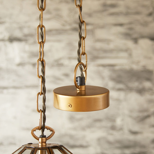 Pooky - Dibble Diamond Shaped Pendant Light - Brass And Glass