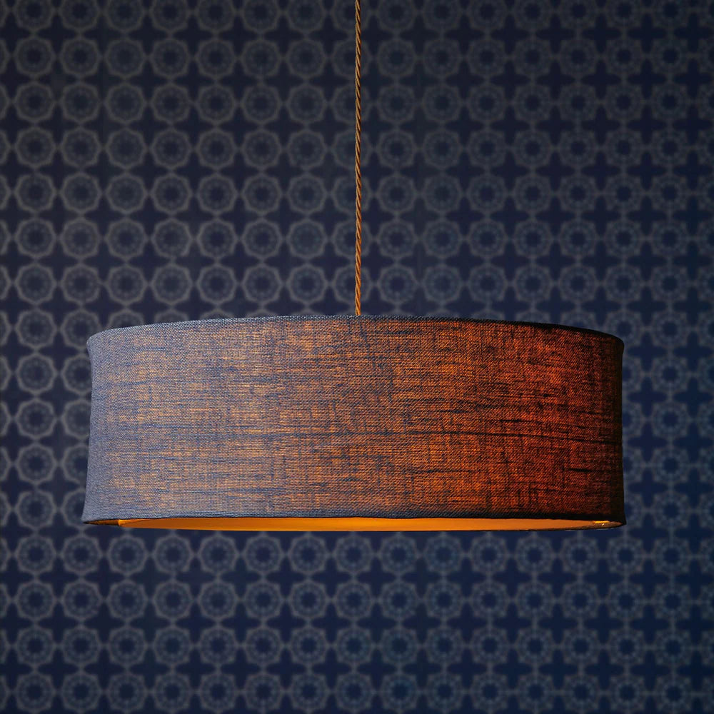 Pooky Larger Jute Pendant in Navy with baffle