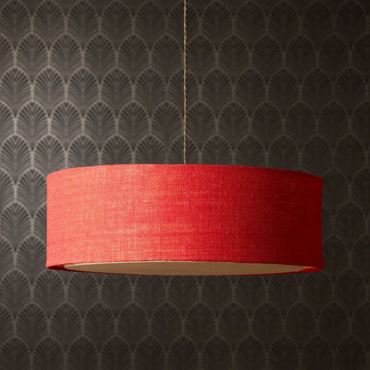 Pooky Larger Jute Pendant in Red with baffle