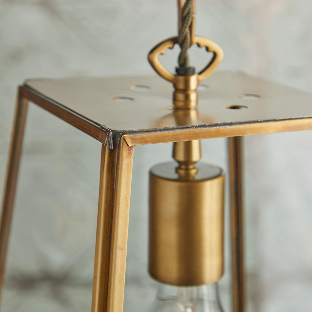 Pooky Regular Luxor Lantern in Brass and Clear Glass