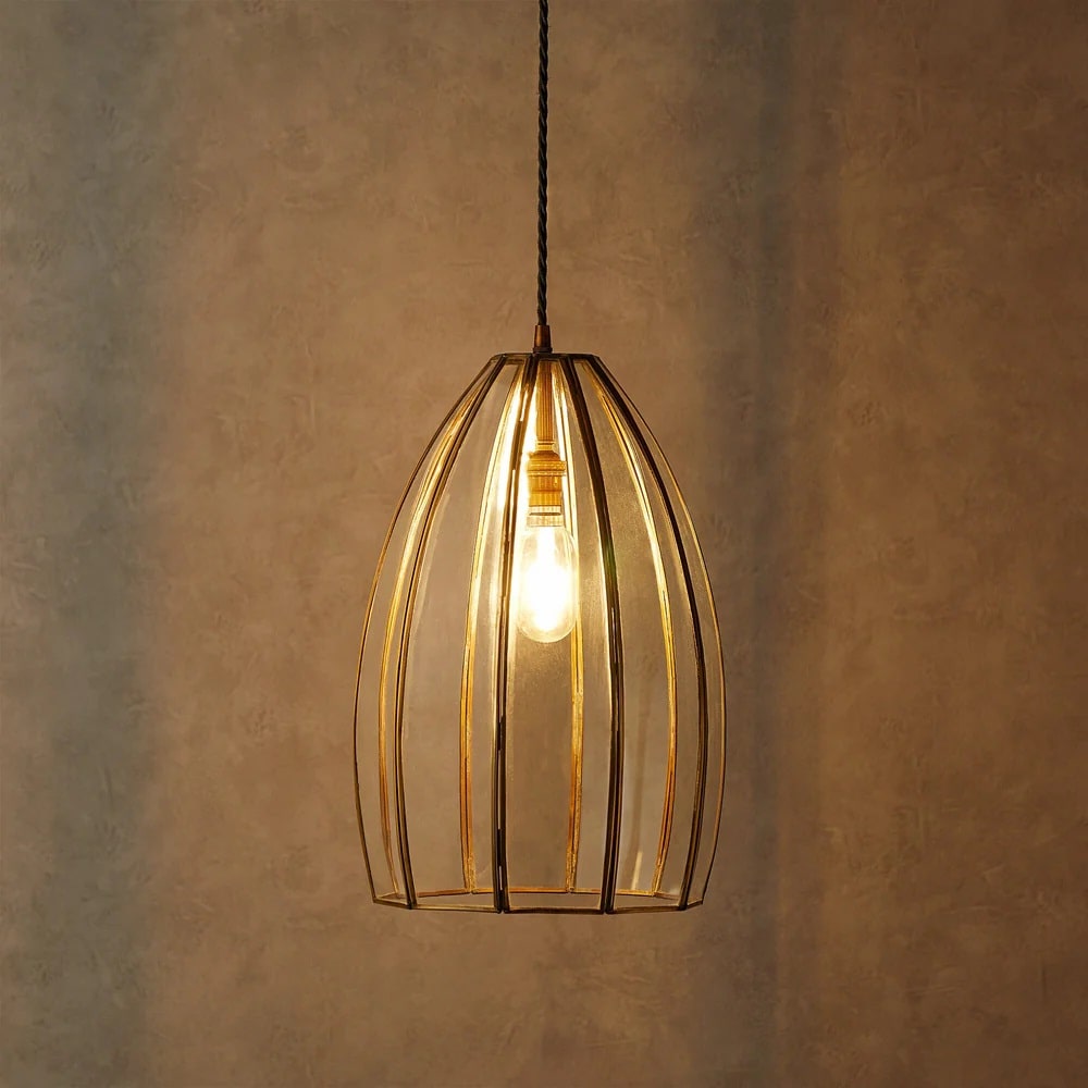 Pooky Marge Pendant Light in brass and glass