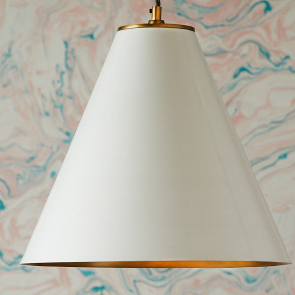 Pooky - Super Stanley Pendant Light - Glossy White - Brass Interior