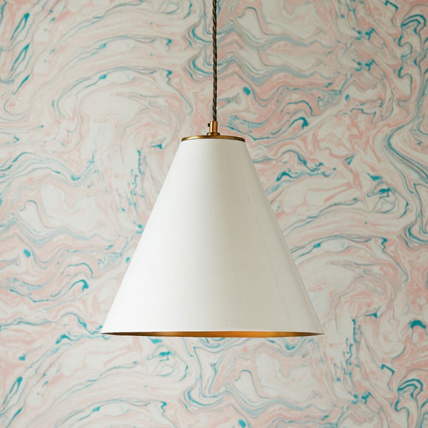 Pooky - Super Stanley Pendant Light - Glossy White - Brass Interior