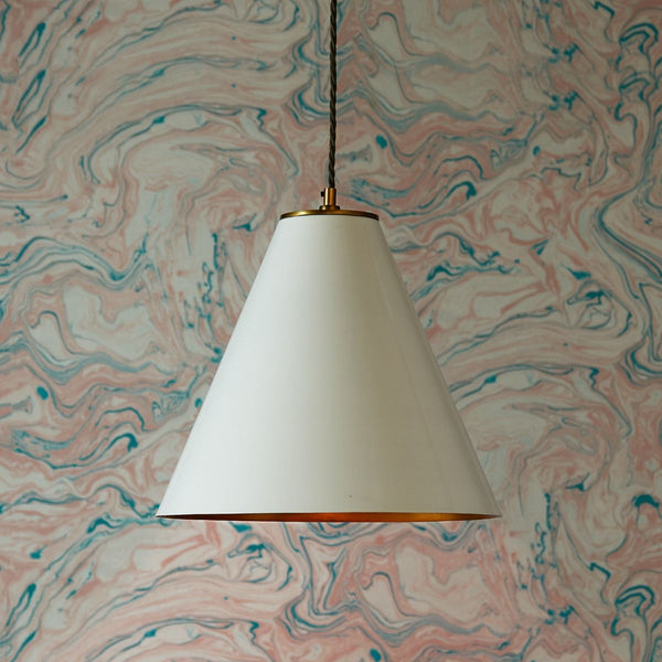 Pooky - Super Stanley Pendant Light - Glossy White - Brass Interior