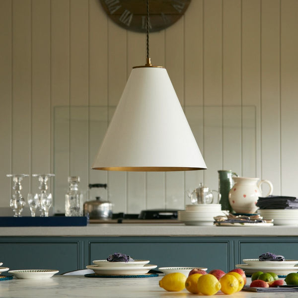 Pooky - Super Stanley Pendant Light - Glossy White - Brass Interior